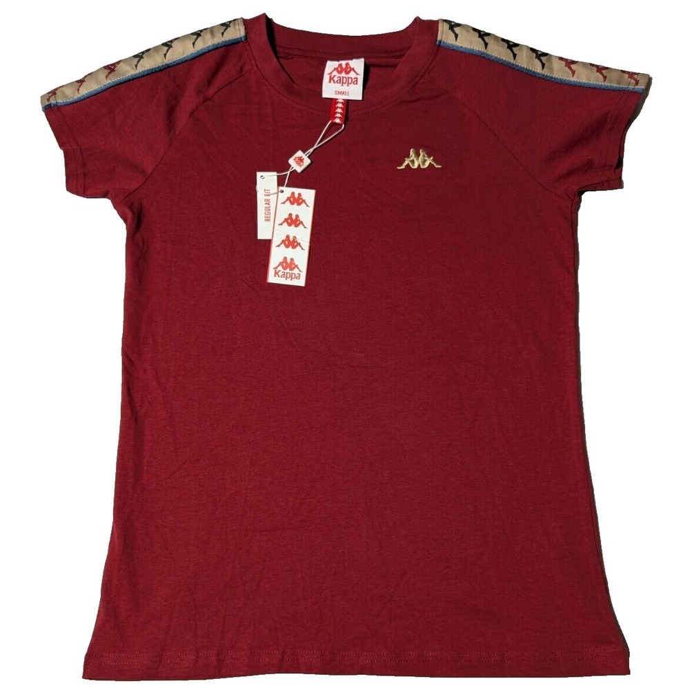 KAPPA 222 Banda Tokto Jersey Women Small Red Dark Dahlia T-Shirt NEW